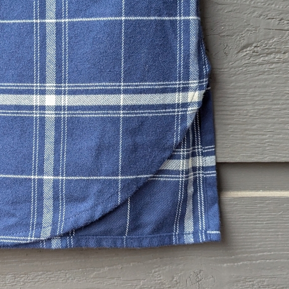 NWOT Garnet Hill Navy Blue Peruvian Cotton Plaid Midi Shirt Dress Size Large - Picture 5 of 9